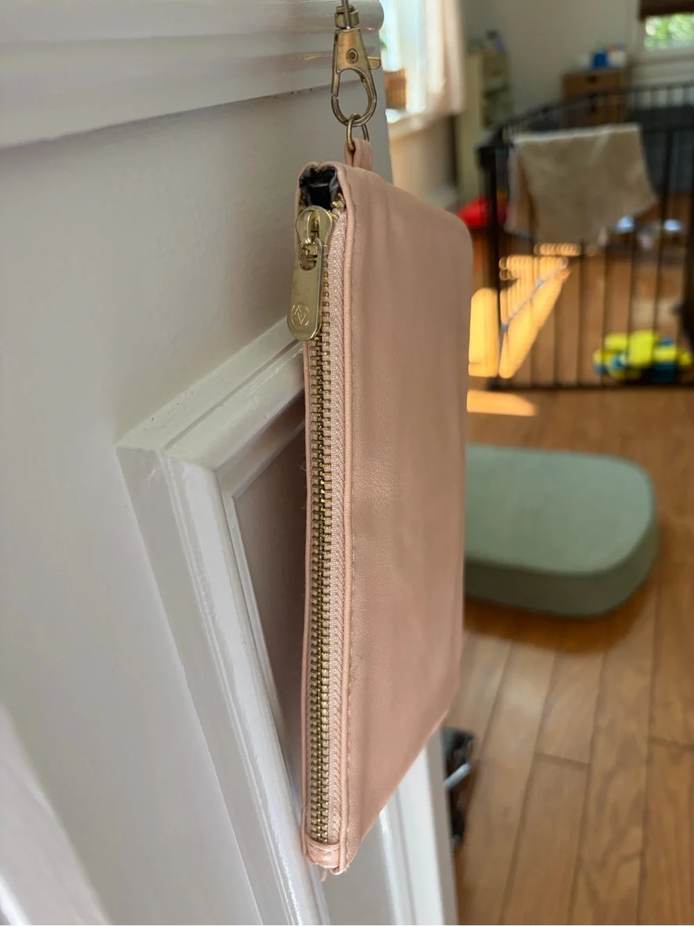 Adrienne Vittadini Blush Wristlet Clutch Vegan Leather Charging Port Included